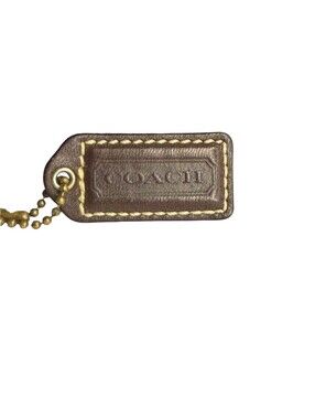 Coach Vintage Leather Mahogany Dark Brown Hangtag  Bag Charm 2"